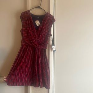 Red and blue wrap dress